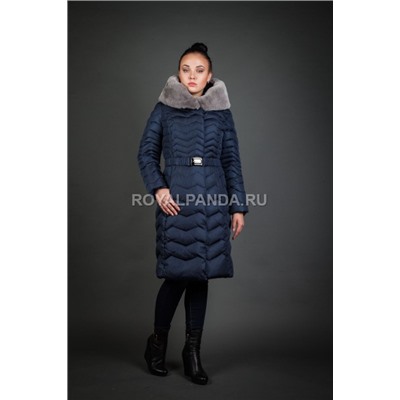 Женская куртка зимняя 6219 синий натуральный мех