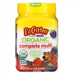 L'il Critters, органический комплекс мультивитаминов, со вкусом ягод, 90 вегетарианских жевательных мармеладок
