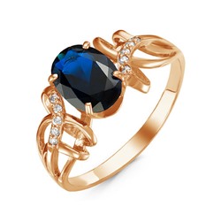 Позолоченное кольцо с фианитом синего цвета 288 - п
