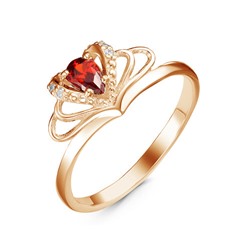 Позолоченное кольцо с фианитом  цвета гранат 030 - п