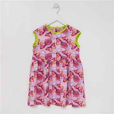 Платье для девочки, цвет розовый/бабочки, рост 110