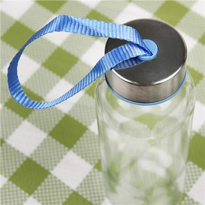 Бутылка для воды стеклянная «Лидо», 300 мл, h=17 см, цвет ремешка МИКС