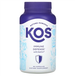 KOS, Immune Defense, добавка для защиты иммунитета с EpiCor, 90 капсул