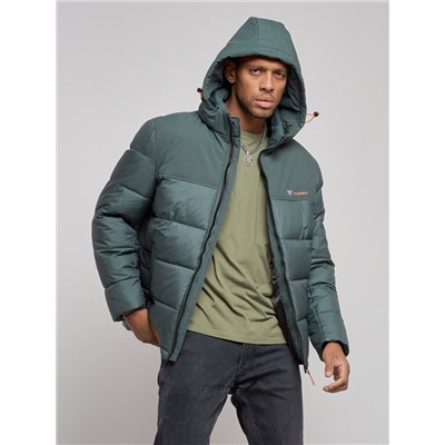 Куртка мужская зимняя с капюшоном спортивная великан цвета хаки 8377Kh