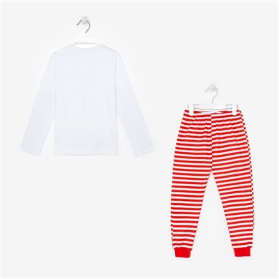 Пижама детская Santa's Security, цвет белый/красный, рост 98-104 см