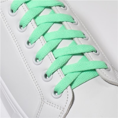 Шнурки для обуви, пара, плоские, 8 мм, 120 см, цвет мятный
