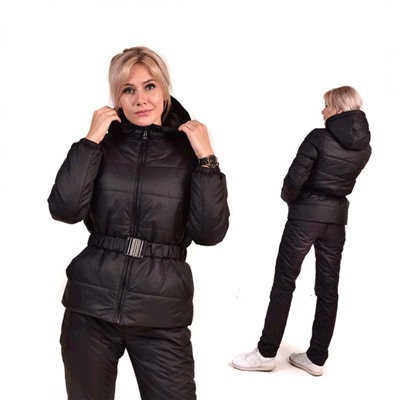 Костюм утепленный женский из курточной ткани, цвет-черный