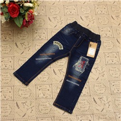 Рост 80-86 см. Модные джинсы-унисекс Fluido темно-синего цвета с яркой вышивкой и аппликациями.