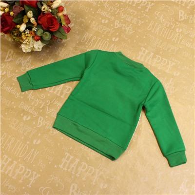 Рост 98-104 см. Модная детская толстовка L'uomo_Ragno из среднетяжелой смесовой ткани ярко-зеленого цвета с красочным принтом.