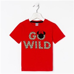 Футболка детская "Go wild" Минни Маус, рост 98-104, красный