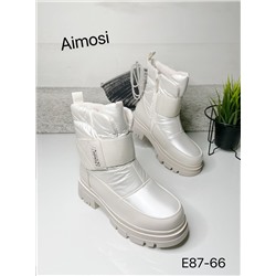 Зимние ботинки с натуральным мехом E87-66 молочные