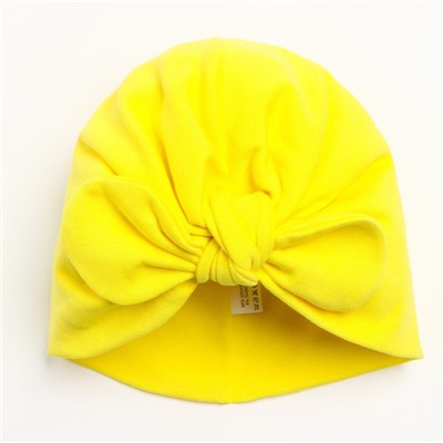 Чалма для девочки бантом, цвет желтый, размер 47-50 см