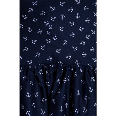 Платье 440 "Хлопок", темно-синий/якорь
