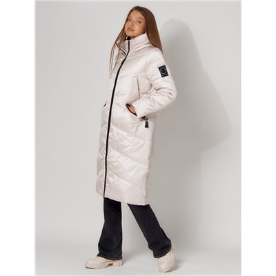 Пальто утепленное зимнее женское  белого цвета 442152Bl