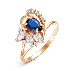 Позолоченное кольцо с фианитом синего цвета 328 - п