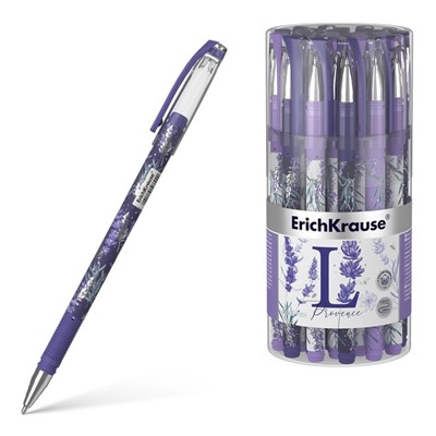 Ручка шариковая ErichKrause Lavender Stick, резиновый упор, узел 0.7 мм, чернила синие, длина линии письма 2000 метров, МИКС