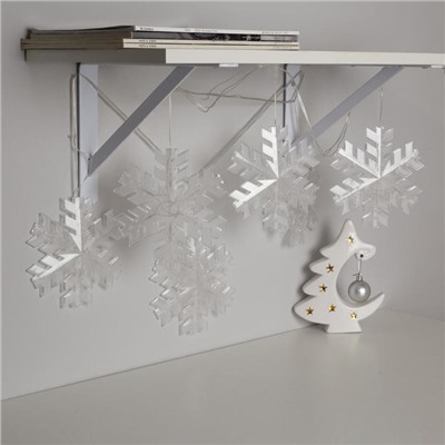 Гирлянда "Нить" 2 м с насадками "Снежинка матовая", IP20, прозрачная нить, 36 LED, свечение тёплое белое, фиксинг, 220 В