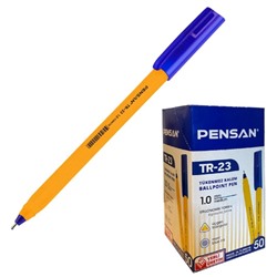 Ручка шариковая Pensan "ТR-23", узел 1.0 мм, чернила синие, трехгранный корпус, жёлтая