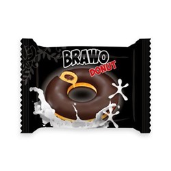 "BRAWO"Пончик шоколадный классический  (BLACK LABEL ) 1кор*6бл*24шт,40гр.