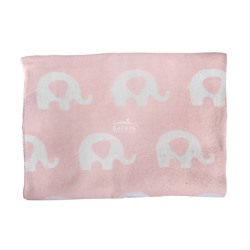 Одеяло Байковое "Слоны" бело-розовое