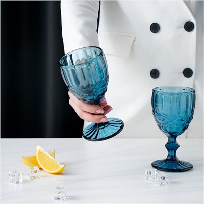 Набор бокалов стеклянных Magistro «Ла-Манш», 250 мл, 9×17 см, 6 шт, цвет синий
