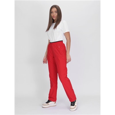 Утепленные спортивные брюки женские красного цвета 88149Kr