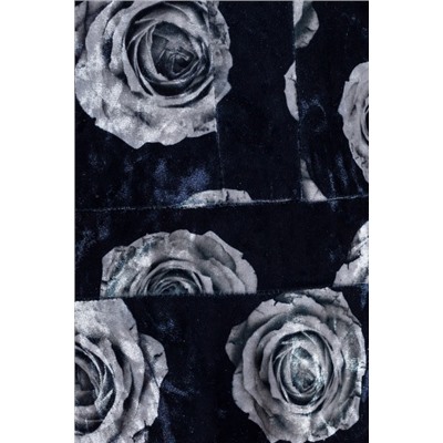 Платье  202 "Велюр цветной", темно-синий/розы