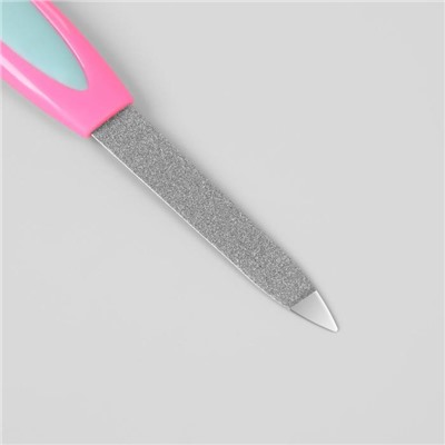 Пилка металлическая для ногтей, прорезиненная ручка, 12 см, цвет МИКС