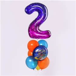 Букет из шаров «День рождения – космос. 2 года», фольга, латекс, набор 7 шт.