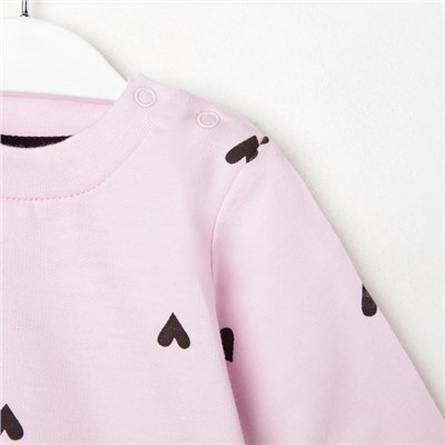 Комплект: джемпер и брюки Крошка Я «Сердечки», цвет розовый/серый, рост 62-68 см