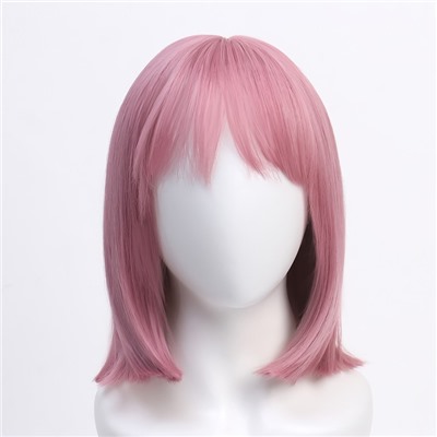 Парик искусственный, с чёлкой, имитация кожи, 30 см, 160 гр, цвет пепельно-розовый(#SHT608)