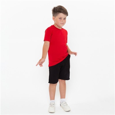 Комплект для мальчика (футболка, шорты), цвет красный/чёрный МИКС, рост 104-110 см