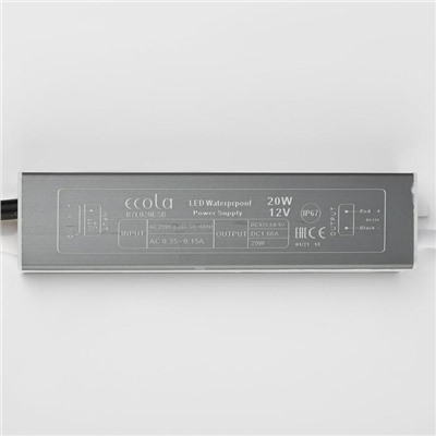 Блок питания для светодиодной ленты Ecola, 20 Вт, 220-12 В, IP67