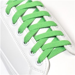 Шнурки для обуви, пара, плоские, 8 мм, 120 см, цвет зелёный