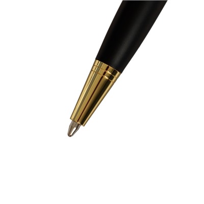 Ручка подарочная шариковая в кожзам футляре поворотная ПБ S, корпус черный/золото
