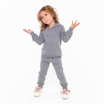 Костюм детский (толстовка, брюки), цвет тёмно-серый/розовый МИКС, рост 104 см (4)