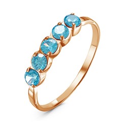 Позолоченное кольцо с голубыми фианитами - 010 - п