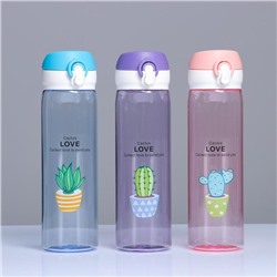 Бутылка для воды "Cactus Love", 500 мл, 22 х 6 см, микс