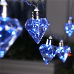Гирлянда "Нить" 3 м с насадками “Лампочки кристалл", IP20, прозрачная нить, 80 LED, свечение синее, фиксинг, 12 В