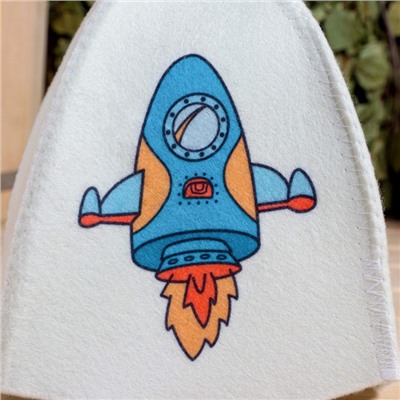 Шапка для бани с детским принтом "Ракета"