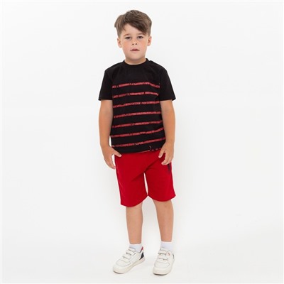 Комплект для мальчика (футболка, шорты), цвет чёрный/красный МИКС, рост 146-152 см