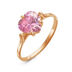 Позолоченное кольцо с розовым фианитом 943-п