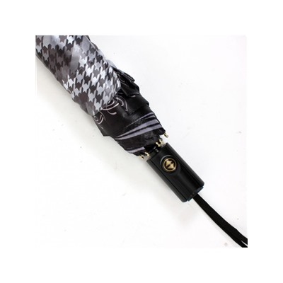 Зонт женский ТриСлона-880/L 3880,  R=55см,  суперавт;  8спиц,  3слож,  серый/черный  (цветы)  234674