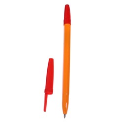 Ручка шариковая 0,7 мм, стержень красный, корпус оранжевый с красным колпачком