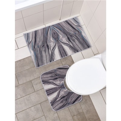 Набор ковриков для ванной и туалета Доляна «Отражение», 2 шт: 50×80, 50×40 см