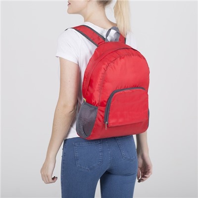 Рюкзак складной, отдел на молнии, наружный карман, 2 боковых сетки, цвет красный