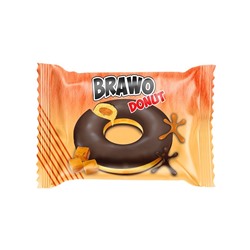 "BRAWO"Пончик шоколадный (CARAMEL) 1кор*6бл*24шт,40гр.