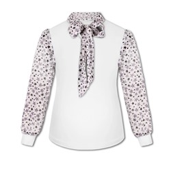Белый джемпер (блузка) для девочки с шифоном 80925-ДШ19