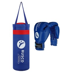 Набор боксёрский для начинающих RUSCO SPORT: мешок + перчатки, цвет синий (6 OZ)