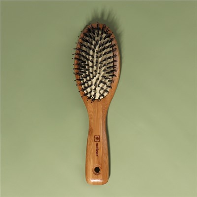 Расчёска массажная, щетина натуральная/комбинированная, 6 × 22 см, цвет «светлое дерево»